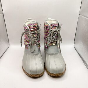 Olivia Miller Girls Flip Sequin Duck Boots, Size 2